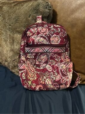 Vera Bradley Burgundy Pink Paisley Quilted Backpack
